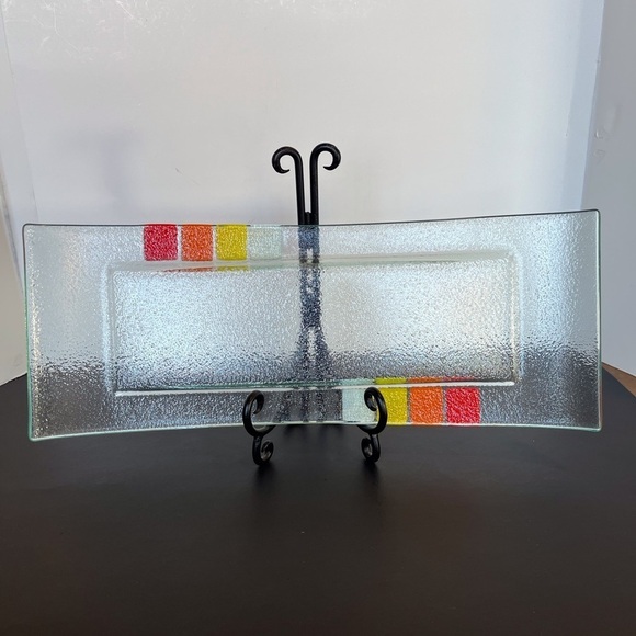 Retro Multi Color Glass Arched Serving Platter - Picture 12 of 14